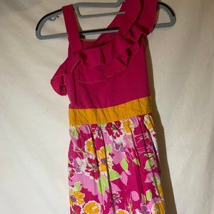 Tropical Girls Floral Ruffle Dress